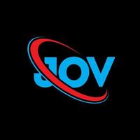 JOV logo. JOV letter. JOV letter logo design. Initials JOV logo linked with circle and uppercase monogram logo. JOV typography for technology, business and real estate brand. vector