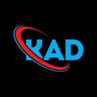 KAD logo. KAD letter. KAD letter logo design. Initials KAD logo linked with circle and uppercase monogram logo. KAD typography for technology, business and real estate brand. vector