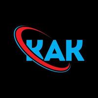 logotipo de kak. letra kak. diseño del logotipo de la letra kak. logotipo de kak de iniciales vinculado con círculo y logotipo de monograma en mayúsculas. tipografía kak para tecnología, negocios y marca inmobiliaria. vector