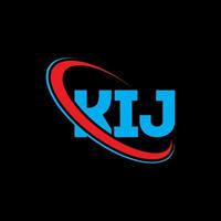 KIJ logo. KIJ letter. KIJ letter logo design. Initials KIJ logo linked with circle and uppercase monogram logo. KIJ typography for technology, business and real estate brand. vector