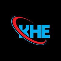 logotipo de khe. khe carta. diseño del logotipo de la letra khe. logotipo de las iniciales khe vinculado con un círculo y un logotipo de monograma en mayúsculas. tipografía khe para tecnología, negocios y marca inmobiliaria. vector