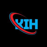 logotipo de kih. carta kih. diseño del logotipo de la letra kih. logotipo de las iniciales kih vinculado con un círculo y un logotipo de monograma en mayúsculas. tipografía kih para tecnología, negocios y marca inmobiliaria. vector