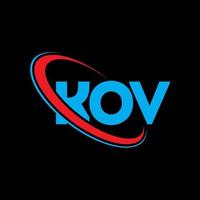 logotipo de kov. letra kov. diseño del logotipo de la letra kov. logotipo de iniciales kov vinculado con círculo y logotipo de monograma en mayúsculas. tipografía kov para tecnología, negocios y marca inmobiliaria. vector