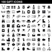 100 gift icons set, simple style vector