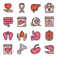 Donate organs icons set outline vector. Donor organ vector