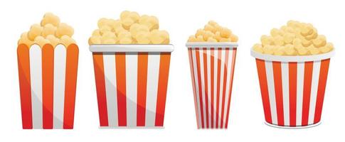 Popcorn icon set, cartoon style