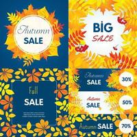 conjunto de banner de venta final de otoño, estilo plano vector