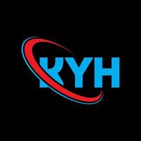 logotipo de kyh. carta kyh. diseño del logotipo de la letra kyh. Logotipo de las iniciales kyh vinculado con un círculo y un logotipo de monograma en mayúsculas. tipografía kyh para tecnología, negocios y marca inmobiliaria. vector
