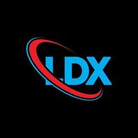 logotipo de ldx. letra ldx. diseño del logotipo de la letra ldx. logotipo de iniciales ldx vinculado con círculo y logotipo de monograma en mayúsculas. tipografía ldx para tecnología, negocios y marca inmobiliaria. vector