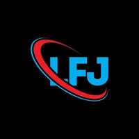 LFJ logo. LFJ letter. LFJ letter logo design. Initials LFJ logo linked with circle and uppercase monogram logo. LFJ typography for technology, business and real estate brand. vector