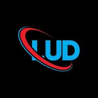 logotipo de lud. lud carta diseño del logotipo de la letra lud. Logotipo de iniciales lud vinculado con círculo y logotipo de monograma en mayúsculas. tipografía lud para tecnología, negocios y marca inmobiliaria. vector