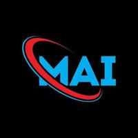 logotipo de Mai. carta mai. diseño del logotipo de la letra mai. logotipo de las iniciales mai vinculado con el círculo y el logotipo del monograma en mayúsculas. tipografía mai para tecnología, negocios y marca inmobiliaria. vector