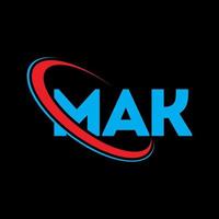 hacer logotipo. hacer carta. diseño del logotipo de la letra mak. las iniciales hacen el logotipo vinculado con el círculo y el logotipo del monograma en mayúsculas. hacer tipografía para tecnología, negocios y marcas inmobiliarias. vector