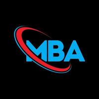 logotipo de mba. carta mba diseño del logotipo de la letra mba. iniciales del logotipo de mba vinculado con el círculo y el logotipo del monograma en mayúsculas. tipografía mba para tecnología, negocios y marca inmobiliaria. vector