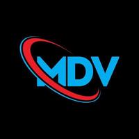 logotipo mdv. letra mdv. diseño de logotipo de letra mdv. logotipo mdv de iniciales vinculado con círculo y logotipo de monograma en mayúsculas. tipografía mdv para tecnología, negocios y marca inmobiliaria. vector