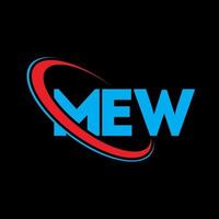 logotipo maullido. maulla carta. diseño del logotipo de la letra mew. logotipo de las iniciales mew vinculado con el círculo y el logotipo del monograma en mayúsculas. mew tipografía para tecnología, negocios y marca inmobiliaria. vector