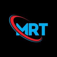 logotipo de mrt. mr carta. diseño del logotipo de la letra mrt. logotipo de mrt de iniciales vinculado con círculo y logotipo de monograma en mayúsculas. tipografía mrt para tecnología, negocios y marca inmobiliaria. vector