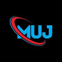 logotipo muj. muy carta. diseño de logotipo de letra muj. logotipo de muj iniciales vinculado con círculo y logotipo de monograma en mayúsculas. tipografía muj para tecnología, negocios y marca inmobiliaria. vector