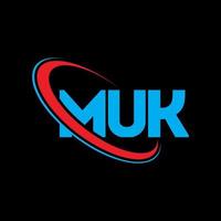 MUK logo. MUK letter. MUK letter logo design. Initials MUK logo linked with circle and uppercase monogram logo. MUK typography for technology, business and real estate brand. vector