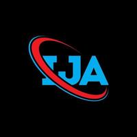 logotipo de ija. letra ia. diseño del logotipo de la letra ija. logotipo de iniciales ija vinculado con círculo y logotipo de monograma en mayúsculas. tipografía ija para tecnología, negocios y marca inmobiliaria. vector