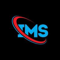 logotipo de ims. carta ims. diseño del logotipo de la letra ims. logotipo de las iniciales ims vinculado con el círculo y el logotipo del monograma en mayúsculas. tipografía ims para tecnología, negocios y marca inmobiliaria. vector