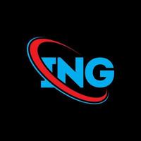 ING logo. ING letter. ING letter logo design. Initials ING logo linked with circle and uppercase monogram logo. ING typography for technology, business and real estate brand. vector