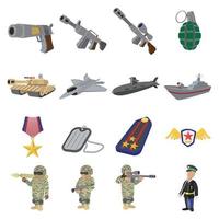 Military and war cartoon icons vector