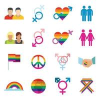 conjunto de iconos planos gays vector