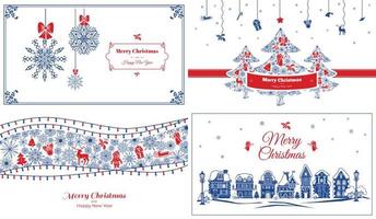 Christmas banner set, simple style vector