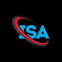 ISA logo. ISA letter. ISA letter logo design. Initials ISA logo linked with circle and uppercase monogram logo. ISA typography for technology, business and real estate brand. vector