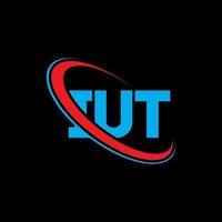logotipo de iut. iu carta. diseño del logotipo de la letra iut. iniciales del logotipo iut vinculado con el círculo y el logotipo del monograma en mayúsculas. iut tipografía para tecnología, negocios y marca inmobiliaria. vector