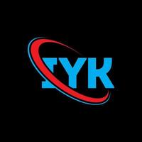 logotipo de iyk. letra iyk. diseño del logotipo de la letra iyk. logotipo de iniciales iyk vinculado con círculo y logotipo de monograma en mayúsculas. Tipografía iyk para tecnología, negocios y marca inmobiliaria. vector