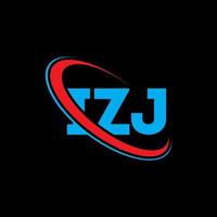 logotipo de izj. letra izj. diseño del logotipo de la letra izj. logotipo de iniciales izj vinculado con círculo y logotipo de monograma en mayúsculas. tipografía izj para tecnología, negocios y marca inmobiliaria. vector