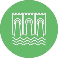 Dam Line Circle Background Icon vector