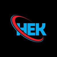 logotipo de hek. hola carta. diseño del logotipo de la letra hek. logotipo de las iniciales hek vinculado con un círculo y un logotipo de monograma en mayúsculas. tipografía hek para tecnología, negocios y marca inmobiliaria. vector