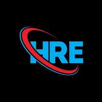HRE logo. HRE letter. HRE letter logo design. Initials HRE logo linked with circle and uppercase monogram logo. HRE typography for technology, business and real estate brand. vector