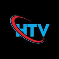 logotipo de televisión de alta definición. carta htv. diseño del logotipo de la letra htv. logotipo de iniciales htv vinculado con círculo y logotipo de monograma en mayúsculas. tipografía htv para tecnología, negocios y marca inmobiliaria. vector