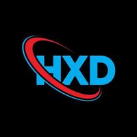 logotipo hxd. letra hxd. diseño del logotipo de la letra hxd. logotipo de iniciales hxd vinculado con círculo y logotipo de monograma en mayúsculas. tipografía hxd para tecnología, negocios y marca inmobiliaria. vector