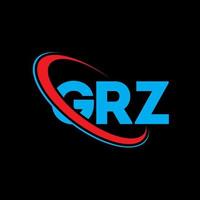 logotipo grz. letra grz. diseño del logotipo de la letra grz. logotipo de las iniciales grz vinculado con un círculo y un logotipo de monograma en mayúsculas. tipografía grz para tecnología, negocios y marca inmobiliaria. vector