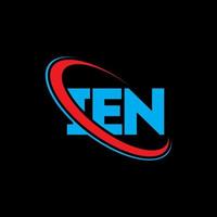 logotipo de ien. carta ien. diseño del logotipo de la letra ien. logotipo de iniciales ien vinculado con círculo y logotipo de monograma en mayúsculas. tipografía ien para tecnología, negocios y marca inmobiliaria. vector