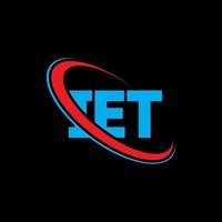 logotipo de iet. es decir, carta. diseño del logotipo de la letra iet. iniciales del logotipo de iet vinculados con el círculo y el logotipo del monograma en mayúsculas. tipografía iet para tecnología, negocios y marca inmobiliaria. vector