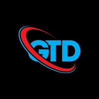 logotipo de GTD. letra gtd. diseño del logotipo de la letra gtd. logotipo de iniciales gtd vinculado con círculo y logotipo de monograma en mayúsculas. tipografía gtd para tecnología, negocios y marca inmobiliaria. vector