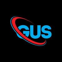 logotipo de gus. carta de gus. diseño del logotipo de la letra gus. logotipo de iniciales gus vinculado con círculo y logotipo de monograma en mayúsculas. tipografía gus para tecnología, negocios y marca inmobiliaria. vector