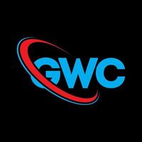 logotipo de gwc. carta gwc. diseño del logotipo de la letra gwc. logotipo de las iniciales gwc vinculado con un círculo y un logotipo de monograma en mayúsculas. tipografía gwc para tecnología, negocios y marca inmobiliaria. vector