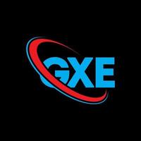 GXE logo. GXE letter. GXE letter logo design. Initials GXE logo linked with circle and uppercase monogram logo. GXE typography for technology, business and real estate brand. vector