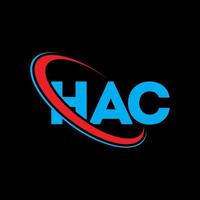 logotipo de hac. letra hac. diseño del logotipo de la letra hac. logotipo de las iniciales hac vinculado con el círculo y el logotipo del monograma en mayúsculas. tipografía hac para tecnología, negocios y marca inmobiliaria. vector