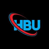 logotipo de hbu. carta hbu. diseño del logotipo de la letra hbu. logotipo de las iniciales hbu vinculado con un círculo y un logotipo de monograma en mayúsculas. tipografía hbu para tecnología, negocios y marca inmobiliaria. vector