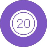 20 Speed Limit Glyph Circle Background Icon vector