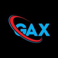 logotipo de gax. carta de gax. diseño del logotipo de la letra gax. logotipo de las iniciales gax vinculado con un círculo y un logotipo de monograma en mayúsculas. tipografía gax para tecnología, negocios y marca inmobiliaria. vector