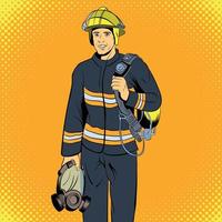 personaje de historietas de bombero vector